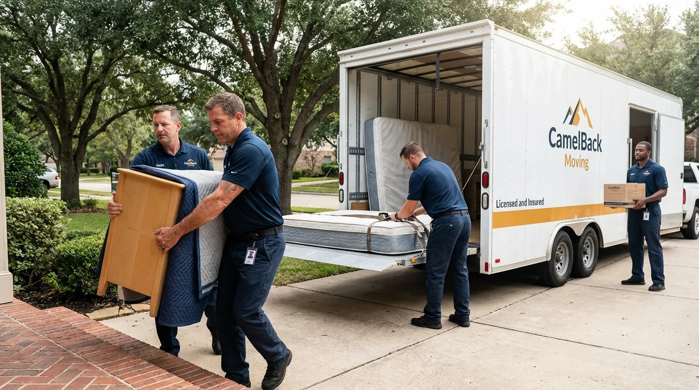 Crew loading residential truck for cross-state move from Natchitoches, LA
