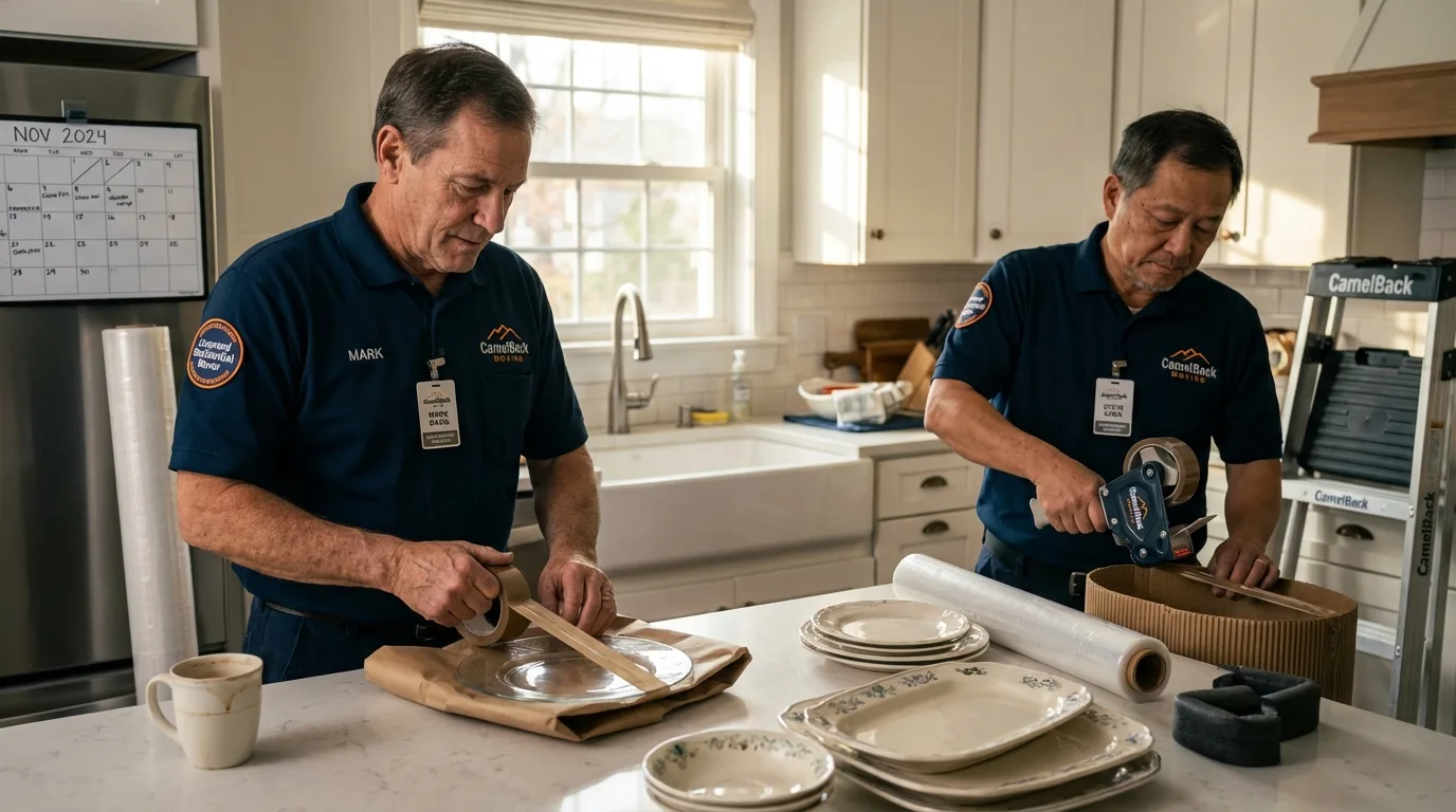 Professional crew packing kitchen dishware in Natchitoches, LA